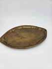 Vintage Solid Brass Oval 16  Serving Tray With Ribbed Fluted Rim Mcm