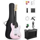 Donner Dst-80 Electric Guitar Pink Wood Grain Sss Pickup With Amp   Accessories