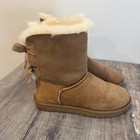 Ugg Australia Women s Size 8 Bailey Bow Boots Chestnut Corduroy Ankle Ties