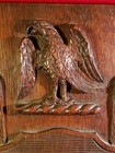 19th Century Victorian Era Heraldic Oak Relief Panel Hand Carved Antique Vtg