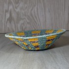 Multicolor Pattern Hand Woven Shallow Bowl Coil Basket Wall Decor 