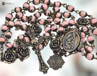 Mary Magdalene   Sacred Heart Heirloom Rosary   Bronze pink Shell Turquoise