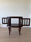 Vintage Antique Mahogany Oval Tray Table   Display Cabinet