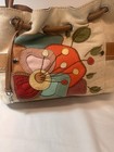 Fossil Colorful Satchel Boho Tote Purse Denim And Leather Unique       