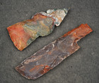 Two Colorful 3 4  Tomahawk   4 1  Knife Blade Spear Flint Arrowhead I-525