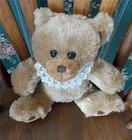 Super Cute Vintage 8  Soft Plush Stuffed Teddy Bear With Antique Lace Collar