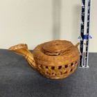 Vintage Handwoven Wicker Miniature Teapot Basket Lid Handle Folk Art Decor 2 
