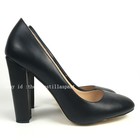 Womens Round Toe High Heel Pumps Black Block Heel Ladies Work Career Heels Shoes