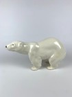 Vintage Ceramic Polar Bear Animal Figure 11    Long 6    Tall 1986 Stamped