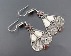 Afghan Gypsy Silver Long Earrings  Carnelian Beads Kuchi Tribal  Earrings 