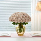 50 Pcs Nude Artificial Silk Roses With Stems Fake Flowers Wedding Home Decor
