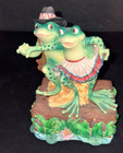 Dancing Frogs Southwest Western Couple 6  Tall X 4  Wide 3d Figurine Music Box