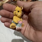 5pc Resin Christmas Teddy Bear Miniature Figurines Lot  Brown Red Blue Pink