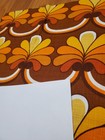 Awesome Rare Vintage Mid Century Retro 70s Yel Org Brn Curve Blossoms Fabric 