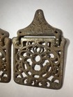 Pair Antique Cast Iron Swing Arm Trivets Stove Shelf Brackets Marked A683
