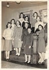 Vintage Photo 1940s Group Women Friends Staircase Indoor Gathering 5x7