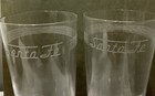 Set Of Two 5    Vintage Santa Fe Railroad Etched Dining Car Glass Tumblers Striped