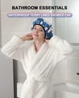 Large Waterproof Shower Cap For Women   Reusable Terry Lined  Perfect For Thick