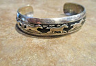 Marvelous Vintage Navajo Sterling Silver Five Running Horses Bracelet