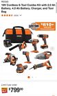 Ridgid 8-tool Combo Kit 18v Cordless W 2 0 Ah Battery 4 0 Ah Battery charger New