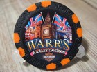 Warr s Harley Davidson Poker Chip - Big Ben - London  England - Black Orange Blk