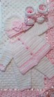 Crochet Baby Layette And Blanket Set  Baby Beanie Hat  White And Baby  Baby Girl
