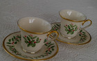 Lenox Holiday Tea Cup   Saucer Christmas Holly China Set Of 2