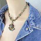 Vintage Possibly Antique Chinese Import Filigree Turquoise Pendant Necklace