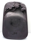 Chinese Carved Duan Ink Stone W  Wood Case Lotus Heron Crane Koi Calligraphy