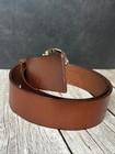 Michael Kors Mk Womens Brown Medium Leather Belt Gold Round Buckle Size Xl