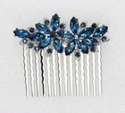 Gorgeous Navy Blue Rhinestone Crystal Floral Hair Comb Elegant Hair Accessory