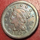 1852 Braided Hair Large Cent  Better Grade  Rainbow Toned  Free Shipping