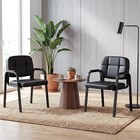 Guest Chairs Set Of 2  Leather Office Reception Chairs  Padded Armrests  Black