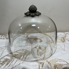 Gg Collection Cake Glass Dome Cream Metal Acanthus Handle Dome Only