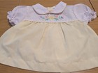 Vintage Baby Girl Yellow Flowers 3 Piece Outfit Dress  Diaper Cover  Booties 