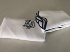 Matouk 100  White Diamond Matelasse Euro Shams   Blue Scallop Edging initials