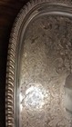 Large Vintage Leonard Silver Plate Footed Waiter Butler Etched Tray With Handles