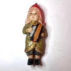Vintage Christmas Japan Celluloid Boy W Accordion Antique Ornament Doll