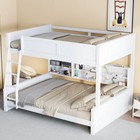 Twin Xl Full Xl Over Queen Wood Bunk Bed W  Storage Cabinets Mattress Foundation