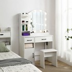 Vanity Desk Set Including Table W large Lighted Mirror 3 Color Lighting Modes Ad