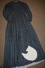 Civil War Victorian Cotton Day Dress Handmade Blue On Blue Clover - M