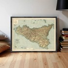 Old Map Of Sicily Sicilia Italy 1891 Vintage Map   Wall Map Print Framed