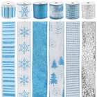 Blue Christmas Wired Ribbon 2 5 Inch 36 Yards Blue Silver
