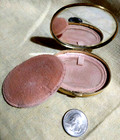 Tri-color Metal Weave Vtg Mirror Powder Compact Hinge Lid Pocket Purse 1960 s