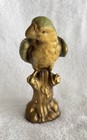 Vtg Parrot Ceramic Handpainted 6  H Figure Tropical Bird Green Gold Mcm Kitch