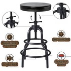 Vintage Industrial Bar Stool - Rustic Swivel - Round Wood Metal - Kitchen Cou   