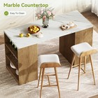 63   Kitchen Island With Storage  Large Modern Bar Table W  Faux Marble Tabletop