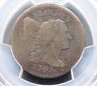 1795 Large Cent Pcgs F Detail Environmental Dmg Flowing Hair Liberty Cap