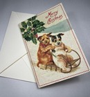 Cavallini   Co  Vintage Dogs Glittered Christmas Boxed Notecards