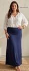 New Boho Plus Size Women s Fold Over Waist Navy Blue Long Soft Maxi Skirt 1x Usa